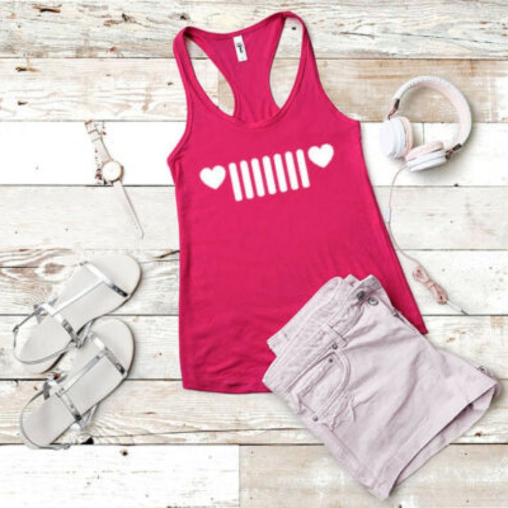 Jeep Heart Grill Ladies Tank Top - Assorted sizes and colors